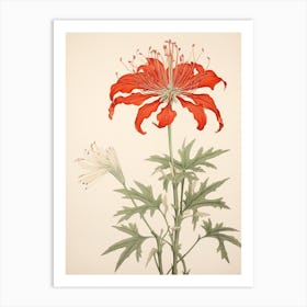 Higanbana Red Spider Lily 1 Vintage Japanese Botanical Art Print