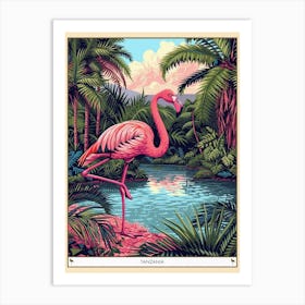 Greater Flamingo Tanzania Tropical Illustration 1 Poster Art Print