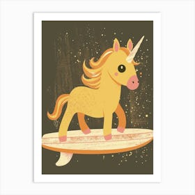 Unicorn On A Surfboard Muted Pastels 3 Art Print