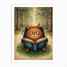 Kitty Reading A Book Art Print