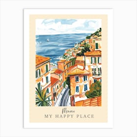 My Happy Place Monaco 1 Travel Poster Art Print