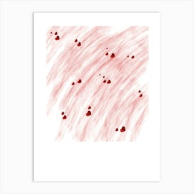 Hearts On A White Background Art Print