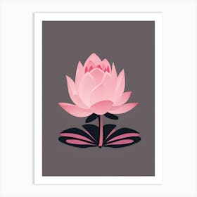 A Pink Lotus In Minimalist Style Vertical Composition 65 Art Print