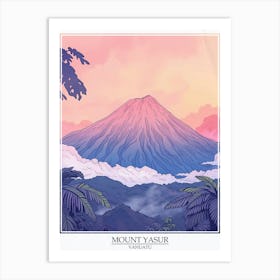 Mount Yasur Vanuatu Color Line Drawing 3 Poster Art Print