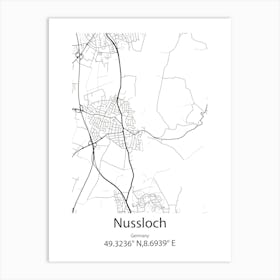 Nussloch,Germany Minimalist Map Art Print