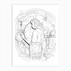 Line Art Inspired By The Creation Of The World And Other Business 2 Art Print