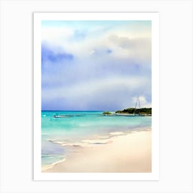 Crane Beach 2, Barbados Watercolour Art Print
