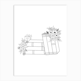 Books, Flowers And Coffee Art Print