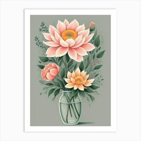 Lotus Flowers In A Vase Art Print