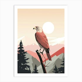 Minimalist Red Tailed Hawk 2 Illustration Art Print