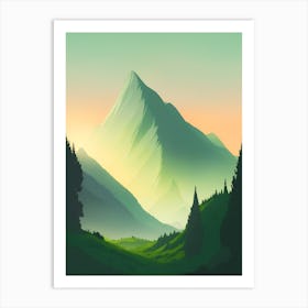 Misty Mountains Vertical Composition In Green Tone 126 Art Print