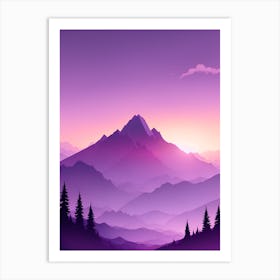 Misty Mountains Vertical Composition In Purple Tone 71 Art Print