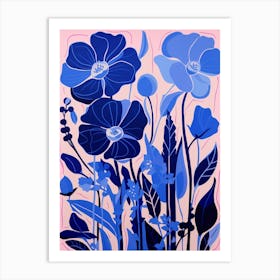 Blue Flower Illustration Gladiolus 2 Art Print