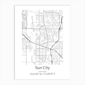 Sun City West,United States Minimalist Map Affiche