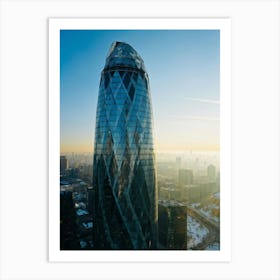 A Picture Of A Contemporary Office Building Its Sleek Facade Reflecting The Early Morning Sunlight (3) Art Print