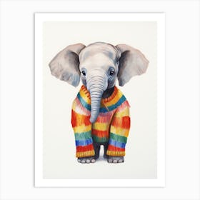 Baby Animal Wearing Sweater Elephant 4 Art Print