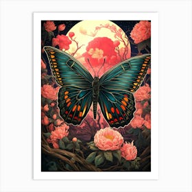 Butterfly In The Moonlight Art Print