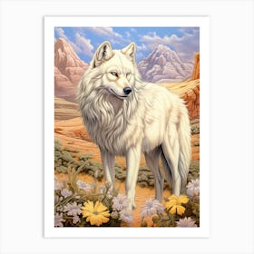 Himalayan Wolf Desert Scenery 4 Art Print