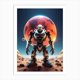 Robot On The Red Planet Art Print