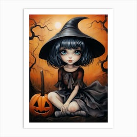 Halloween little witch Art Print