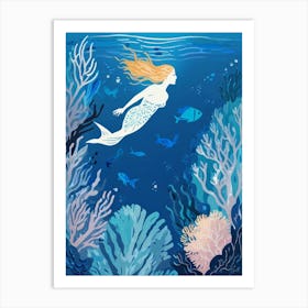 mermaid at the bottom of the ocean Art Print