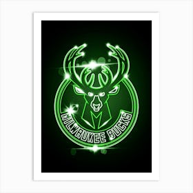 Milwaukee Bucks Neon Art Print