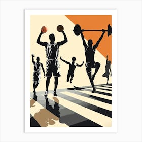 Silhouettes Of Sports People Art Print