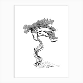 Bonsai Tree Japanese Art Minimalist Elegant Illustration Art Print