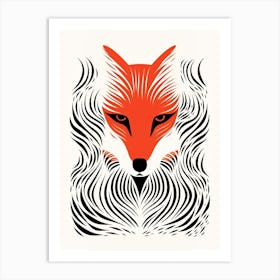 Red Fox Linocut Illustration 3 Art Print