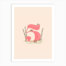 Letter 5 Hedgehogs Art Print