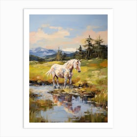 Horses Painting In Scottish Highlands, Scotland 4 Art Print