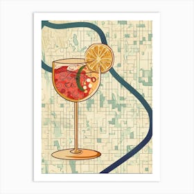 Fruity Cocktail With Geometric Background 2 Art Print