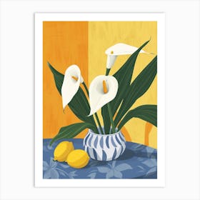 Calla Lily Flowers On A Table   Contemporary Illustration 1 Art Print