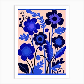 Blue Flower Illustration Cineraria 3 Art Print
