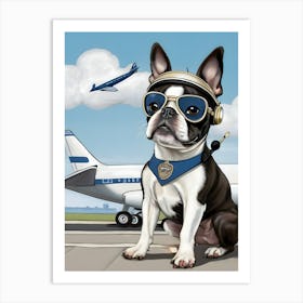 Boston Terrier Pilot 3 Art Print