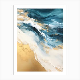 Gold And Blue Ocean Art Print