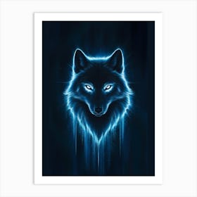 Fox Blue Neon Art Print