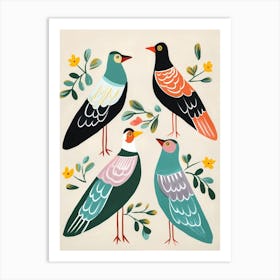 Folk Style Bird Painting Seagull 1 Art Print