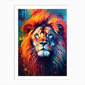 Lion Art Painting Colour Field Style 2 Art Print