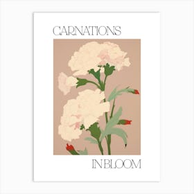 Carnations In Bloom Flowers Bold Illustration 2 Art Print