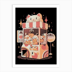 Serotonin Machine - Cute Cats Arcade Gamer Gacha Gift Art Print