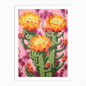 Mexican Style Cactus Illustration Cylindropuntia Kleiniae Cactus 4 Art Print