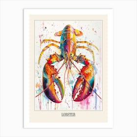 Lobster Colourful Watercolour 2 Poster Art Print