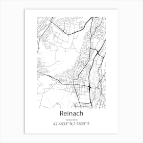 Reinach,Switzerland Minimalist Map Art Print