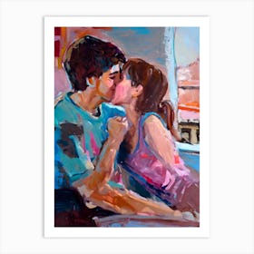 Kissing Impressionist Abstract Art Print