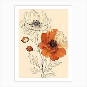 Two Poppy Flowers Art Print