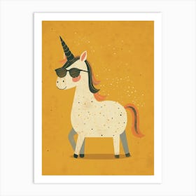 Unicorn With Sunglasses On Muted Pastel 1 Art Print