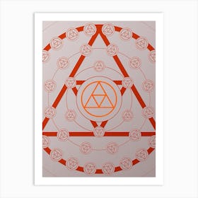 Geometric Abstract Glyph Circle Array in Tomato Red n.0237 Art Print