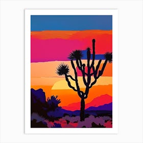Desert Plant Block Colour Sunset Art Print