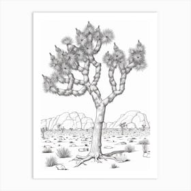  Detailed Drawing Of A Joshua Tree At Dawn In Desert 1 Art Print